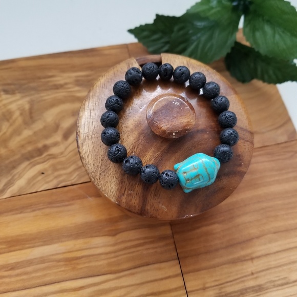 Lava Rock▪Turquiose Buddha Bracelet - Picture 1 of 6